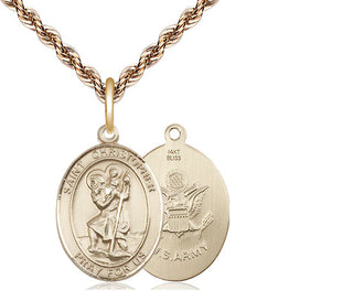 14kt Gold Saint Christopher Army Medal