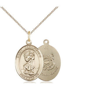 14kt Gold Saint Christopher Coast Guard Medal