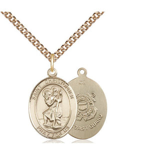 14kt Gold Saint Christopher Coast Guard Medal