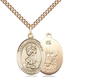 14kt Gold Saint Christopher Navy Medal
