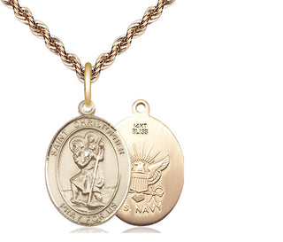 14kt Gold Saint Christopher Navy Medal