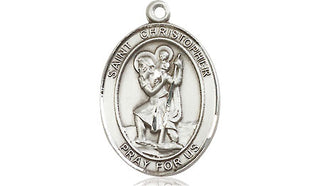 Pewter Saint Christopher Medal Engraved Catholic Saint Jewelry