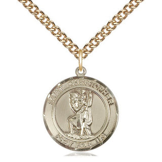 14kt Gold Filled Saint Christopher Medal Religious Jewelry Engraved Catholic Saint Jewelry