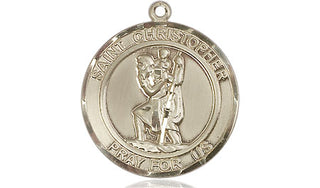 14kt Gold Saint Christopher Medal Engraved Catholic Saint Jewelry