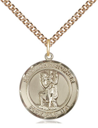 14kt Gold Saint Christopher Medal Engraved Catholic Saint Jewelry