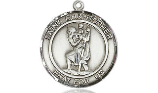 Pewter Saint Christopher Medal Engraved Catholic Saint Jewelry