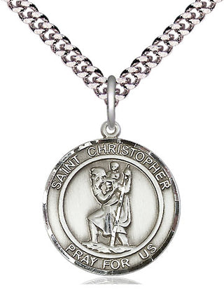 Pewter Saint Christopher Medal Religious Jewelry Engraved Catholic Saint Jewelry