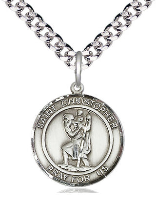 Pewter Saint Christopher Medal Religious Jewelry Engraved Catholic Saint Jewelry