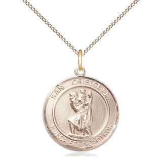 14kt Gold Filled San Cristobal Medal Religious Jewelry Engraved Catholic Saint Jewelry