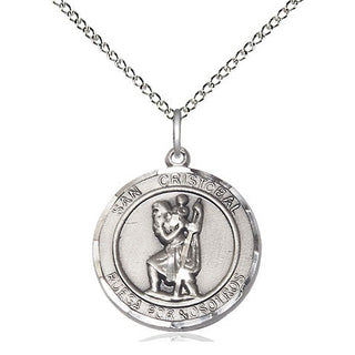 Sterling Silver San Cristobal Medal Religious Jewelry Engraved Catholic Saint Jewelry