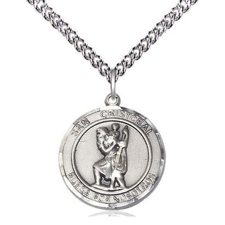 Sterling Silver San Cristobal Medal Religious Jewelry Engraved Catholic Saint Jewelry