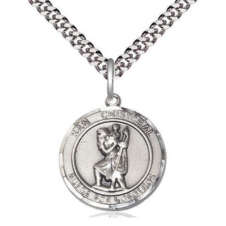 Sterling Silver San Cristobal Medal Religious Jewelry Engraved Catholic Saint Jewelry