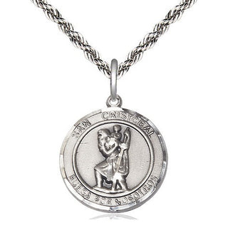 Sterling Silver San Cristobal Medal Religious Jewelry Engraved Catholic Saint Jewelry