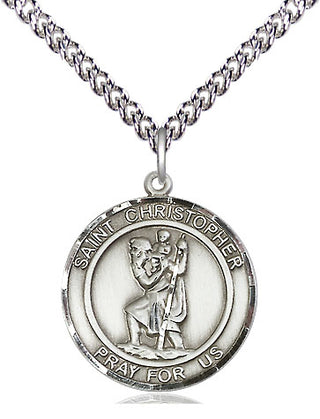 Sterling Silver Saint Christopher Medal Religious Jewelry Engraved Catholic Saint Jewelry