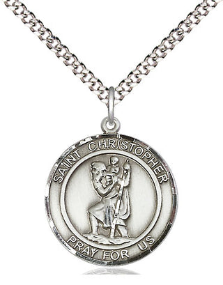 Sterling Silver Saint Christopher Medal Religious Jewelry Engraved Catholic Saint Jewelry