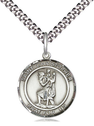 Sterling Silver Saint Christopher Medal Religious Jewelry Engraved Catholic Saint Jewelry