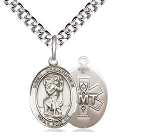 Sterling Silver Saint Christopher EMT Medal Religious Jewelry