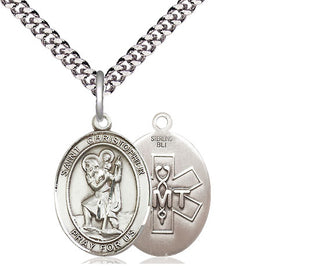 Sterling Silver Saint Christopher EMT Medal Religious Jewelry