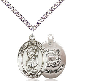 Sterling Silver Saint Christopher Coast Guard Medal Religious Jewelry