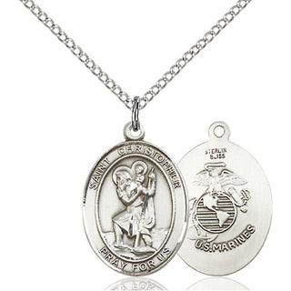 Sterling Silver St. Christopher Marines Pendant