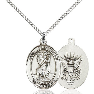 Sterling Silver Saint Christopher Navy Medal Religious Jewelry