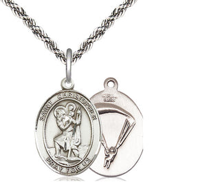 Sterling Silver Saint Christopher Paratrooper Medal Religious Jewelry