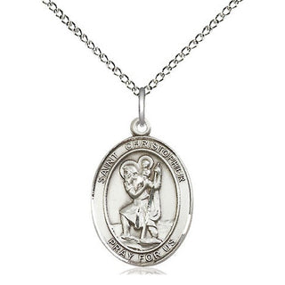 Sterling Silver Saint Christopher Medal Religious Jewelry Engraved Catholic Saint Jewelry