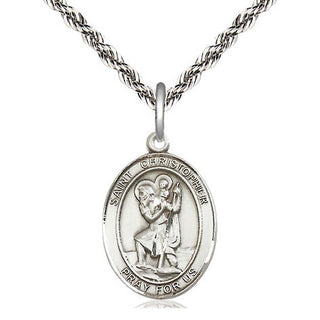 Sterling Silver Saint Christopher Medal Religious Jewelry Engraved Catholic Saint Jewelry