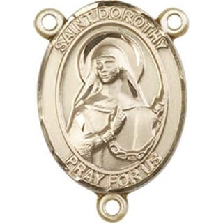 14kt Gold Saint Dorothy Rosary Center Rosary Center Engraved Catholic Saint Jewelry