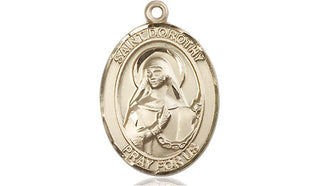 14kt Gold Filled Saint Dorothy Medal Engraved Catholic Saint Jewelry