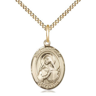 14kt Gold Filled Saint Dorothy Medal Religious Jewelry Engraved Catholic Saint Jewelry