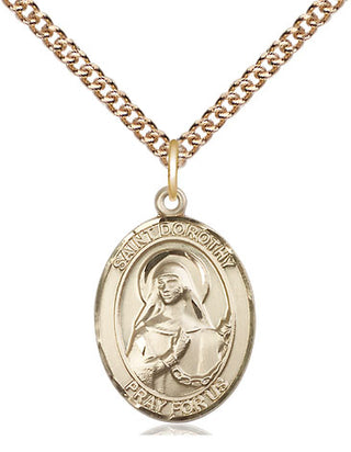 14kt Gold Filled Saint Dorothy Medal Religious Jewelry Engraved Catholic Saint Jewelry