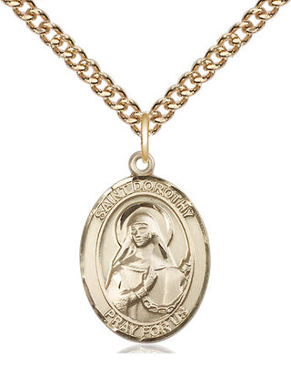 14kt Gold Filled Saint Dorothy Medal Religious Jewelry Engraved Catholic Saint Jewelry