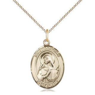 14kt Gold Saint Dorothy Medal Engraved Catholic Saint Jewelry