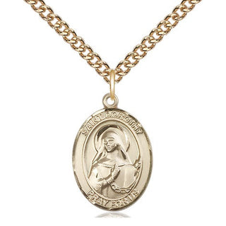 14kt Gold Saint Dorothy Medal Engraved Catholic Saint Jewelry