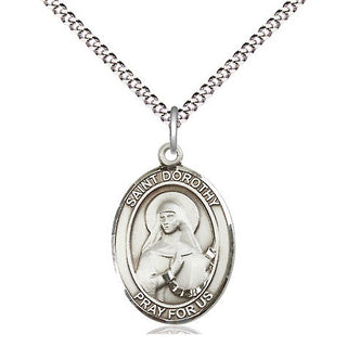 Pewter Saint Dorothy Medal Religious Jewelry Engraved Catholic Saint Jewelry