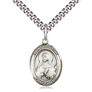 Pewter Saint Dorothy Medal Religious Jewelry Engraved Catholic Saint Jewelry