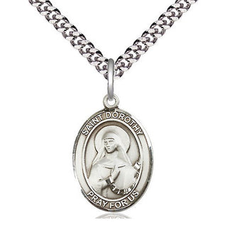 Pewter Saint Dorothy Medal Religious Jewelry Engraved Catholic Saint Jewelry