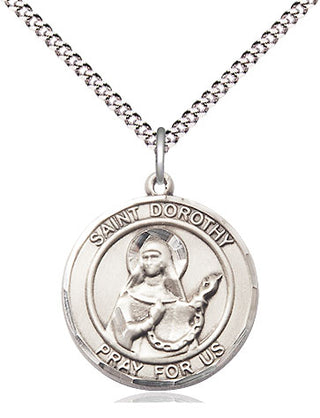 Pewter Saint Dorothy Medal Religious Jewelry Engraved Catholic Saint Jewelry