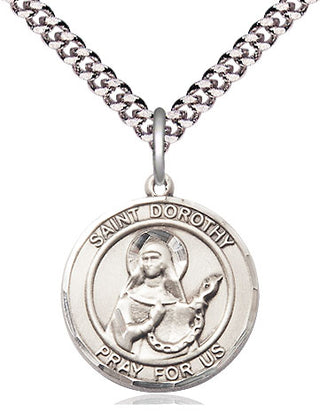 Pewter Saint Dorothy Medal Religious Jewelry Engraved Catholic Saint Jewelry