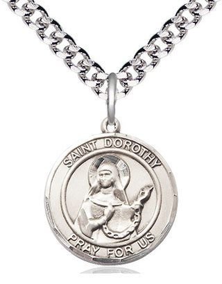 Pewter Saint Dorothy Medal Religious Jewelry Engraved Catholic Saint Jewelry