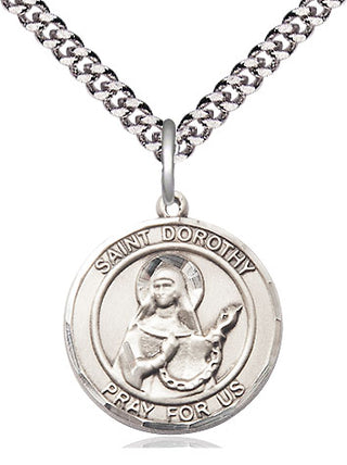 Pewter Saint Dorothy Medal Religious Jewelry Engraved Catholic Saint Jewelry