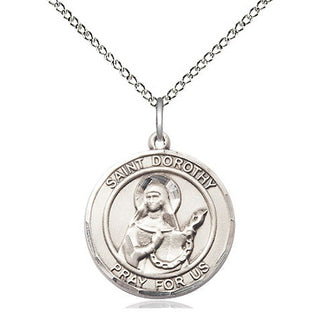 Sterling Silver Saint Dorothy Medal Religious Jewelry Engraved Catholic Saint Jewelry