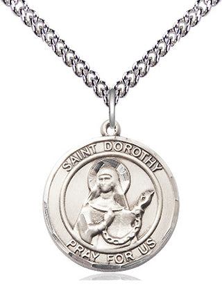 Sterling Silver Saint Dorothy Medal Religious Jewelry Engraved Catholic Saint Jewelry