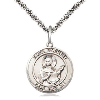 Sterling Silver Saint Dorothy Medal Religious Jewelry Engraved Catholic Saint Jewelry