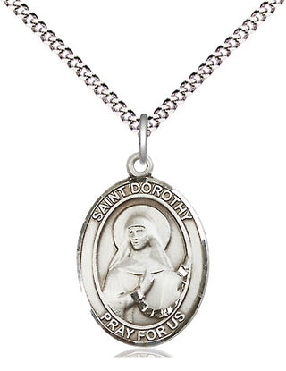 Sterling Silver Saint Dorothy Medal Religious Jewelry Engraved Catholic Saint Jewelry