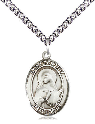 Sterling Silver Saint Dorothy Medal Religious Jewelry Engraved Catholic Saint Jewelry