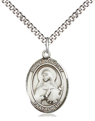 Sterling Silver Saint Dorothy Medal Religious Jewelry Engraved Catholic Saint Jewelry