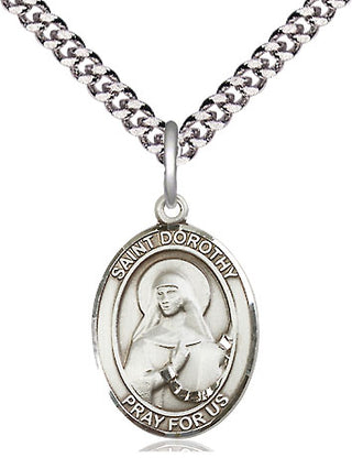 Sterling Silver Saint Dorothy Medal Religious Jewelry Engraved Catholic Saint Jewelry