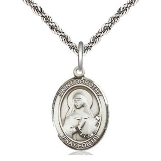 Sterling Silver Saint Dorothy Medal Religious Jewelry Engraved Catholic Saint Jewelry